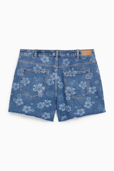 Femmes - CLOCKHOUSE - short en jean - high-waist - à fleurs - jean bleu