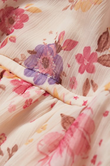 Kobiety - CLOCKHOUSE - bluzka z szyfonu - w kwiaty - jasnoróżowy