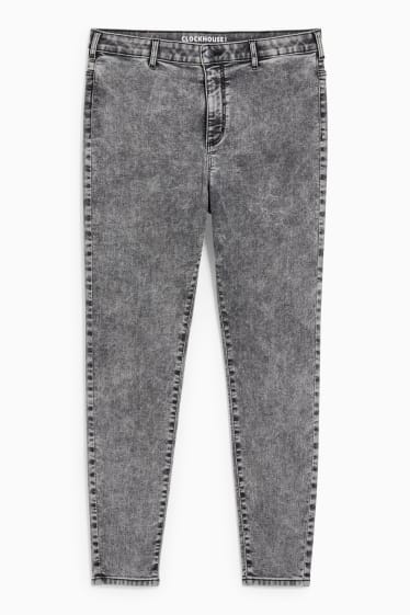 Dospívající a mladí - CLOCKHOUSE - super skinny jeans - high waist - džíny - tmavošedé