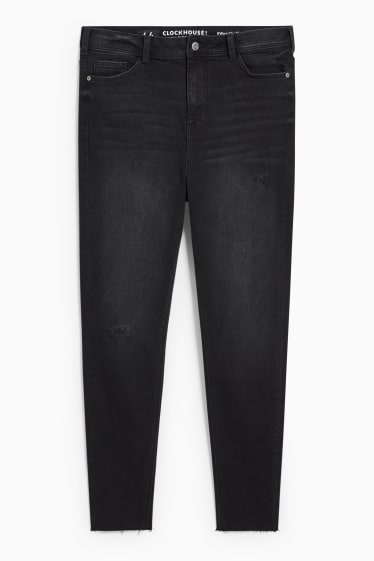 Ados & jeunes adultes - CLOCKHOUSE - skinny jean - high waist - jean gris foncé