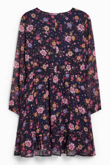 Donna - CLOCKHOUSE - vestito a portafoglio - a fiori - blu scuro