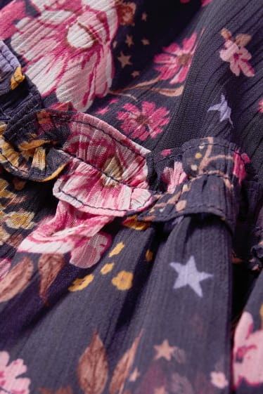 Dospívající a mladí - CLOCKHOUSE - zavinovací šaty - s květinovým vzorem - tmavomodrá