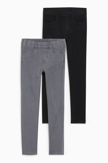 Kinderen - Set van 2 - jegging jeans - jeanslichtgrijs