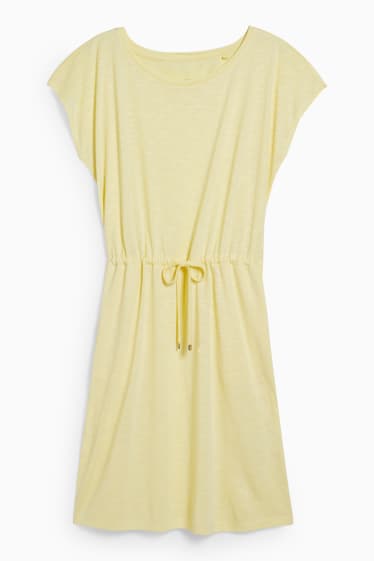 Damen - Basic-T-Shirt-Kleid - gelb