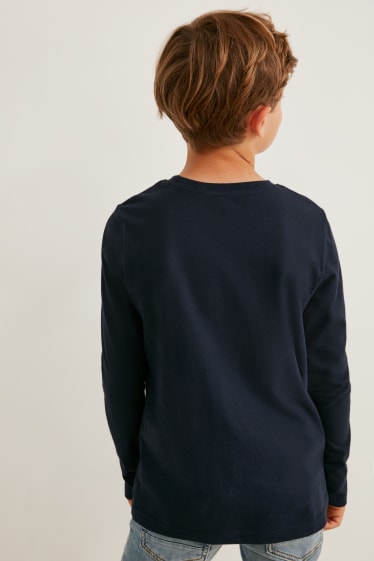 Dětské - Multipack 2 ks - tričko s dlouhým rukávem - tmavomodrá