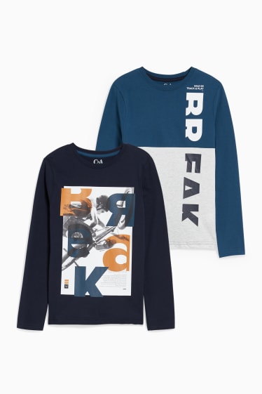 Kinder Jungen - Multipack 2er - Langarmshirt - dunkelblau