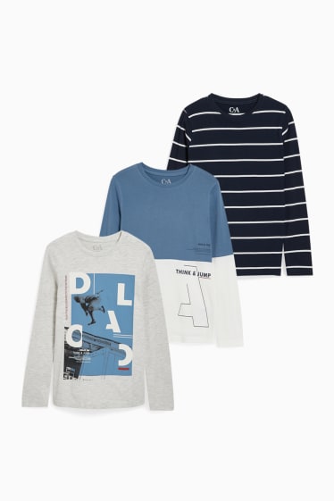 Bambini - Confezione da 3 - maglia a maniche lunghe - blu scuro