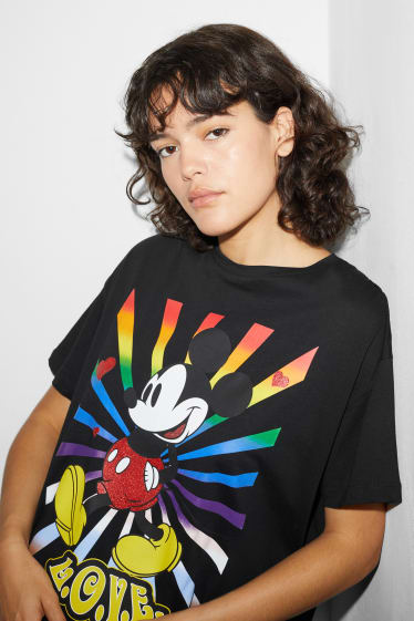 Women - CLOCKHOUSE - T-shirt - Mickey Mouse - PRIDE - black