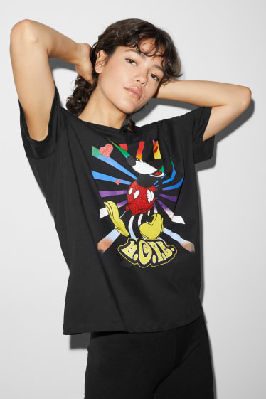 Women - CLOCKHOUSE - T-shirt - Mickey Mouse - PRIDE - black