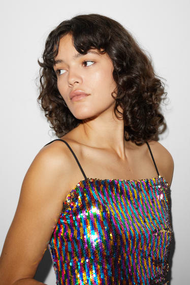 Women - CLOCKHOUSE - cropped top - shiny - PRIDE - multicoloured
