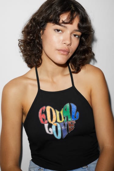 Dona - Top crop - PRIDE - negre