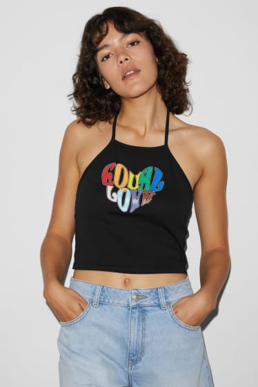 Dona - Top crop - PRIDE - negre