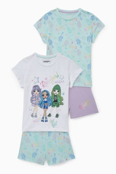 Dětské - Multipack 2 ks - Rainbow High - letní pyžamo - 4 kusy - mátově zelená