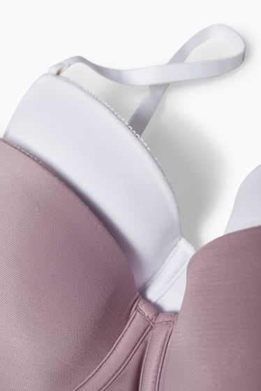 Donna - Confezione da 2 - reggiseno con ferretti - FULL COVERAGE - imbottito - bianco