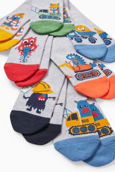 Children - Multipack of 7 - monster - socks with motif - light gray-melange