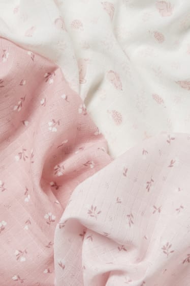 Babys - Set van 3 - babymousselinedoekje - met patroon - roze