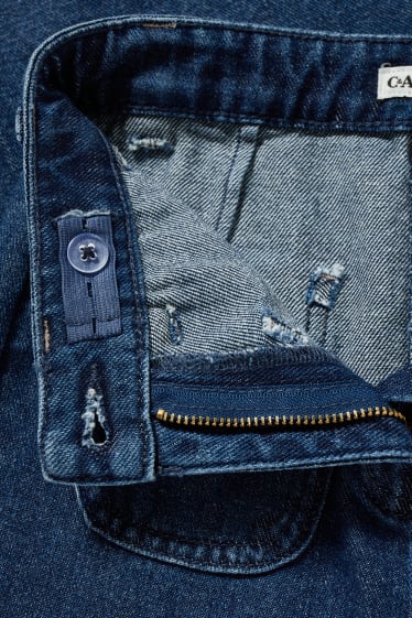 Children - Straight jeans with belt - blue denim