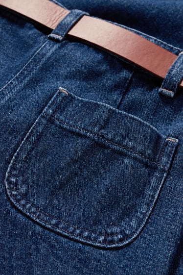 Children - Straight jeans with belt - blue denim