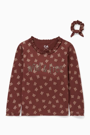 Bambine - Set - maglia a maniche lunghe ed elastico - 2 pezzi - con motivi - marrone