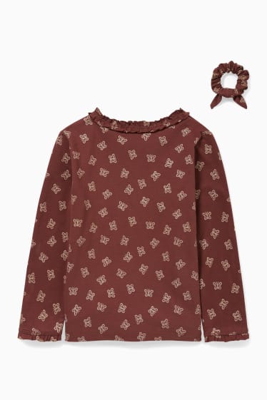 Bambine - Set - maglia a maniche lunghe ed elastico - 2 pezzi - con motivi - marrone