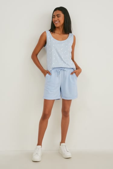 Donna - Shorts felpati basic - azzurro