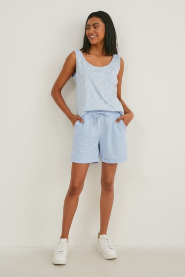 Femmes - Short en molleton basique - bleu clair