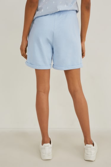 Donna - Shorts felpati basic - azzurro