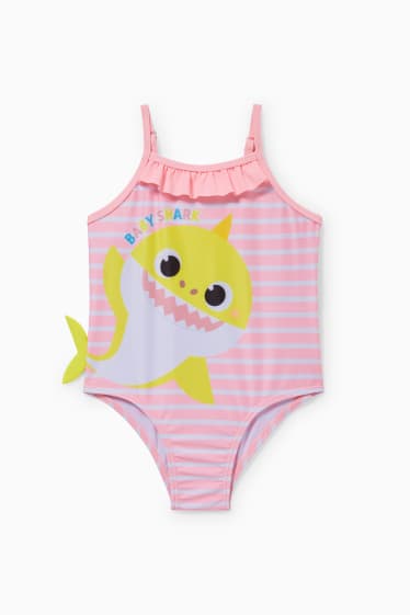 Babys - Baby Shark - Baby-Badeanzug - LYCRA® XTRA LIFE™ - gestreift - rosa