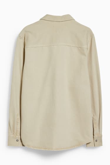 Hommes - CLOCKHOUSE - chemise en jean - col kent - beige