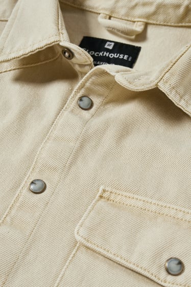 Uomo - CLOCKHOUSE - camicia di jeans - collo all'italiana - beige