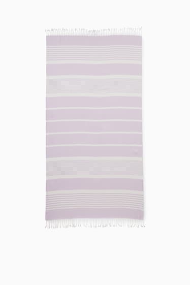 Women - Beach towel - striped - 180 x 95 cm - light violet