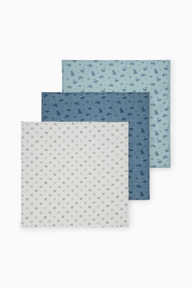 Babies - Multipack of 3 - baby muslin square - blue