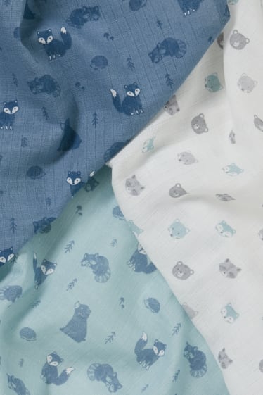 Babies - Multipack of 3 - baby muslin square - blue