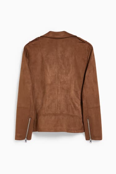 Women - Biker jacket - faux suede - brown