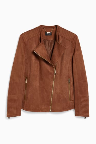 Women - Biker jacket - faux suede - havanna