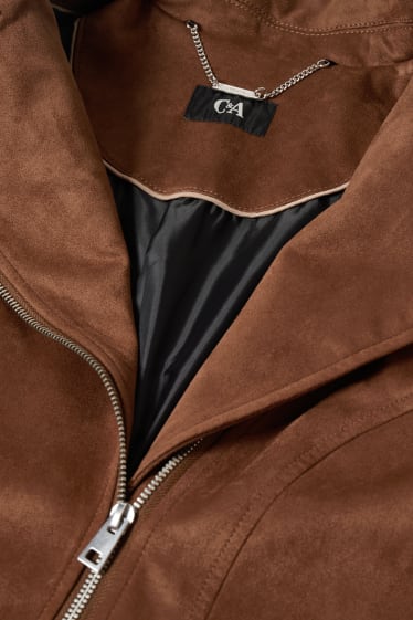 Women - Biker jacket - faux suede - brown
