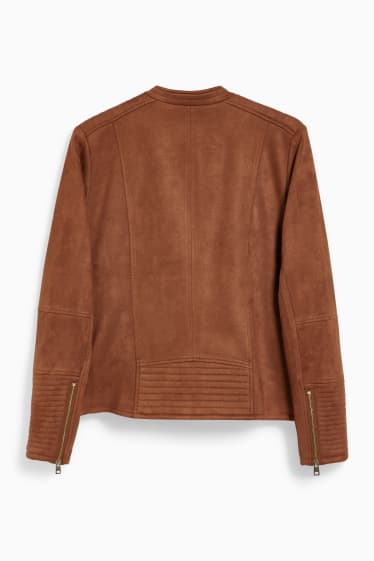 Women - Biker jacket - faux suede - havanna