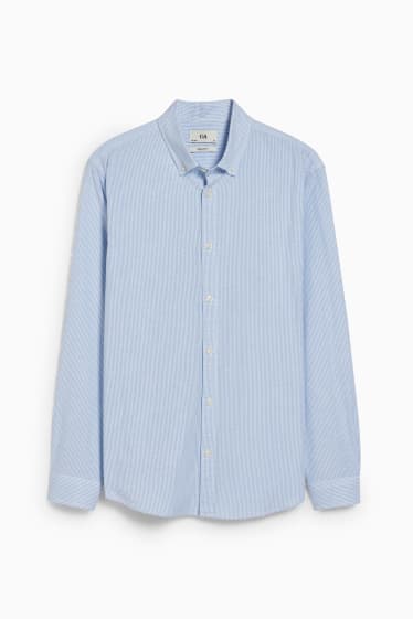 Home - Camisa Oxford - regular fit - button-down - de ratlles - blau clar