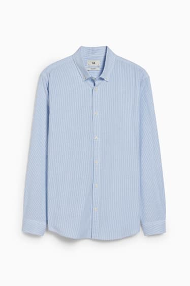 Heren - Overhemd Oxford - regular fit - button-down - gestreept - lichtblauw