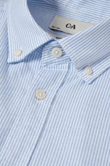 Hommes - Chemise Oxford - coupe droite - col button-down - à rayures - bleu clair
