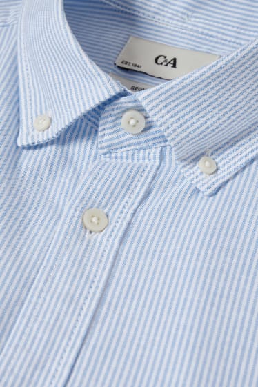 Home - Camisa Oxford - regular fit - button-down - de ratlles - blau clar