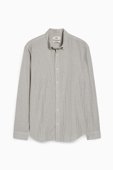 Herren - Oxford Hemd - Regular Fit - Button-down - gestreift - grau