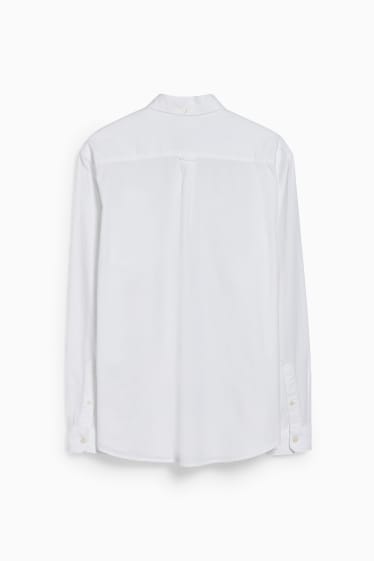 Hommes - Chemise Oxford - coupe droite - col button down - blanc