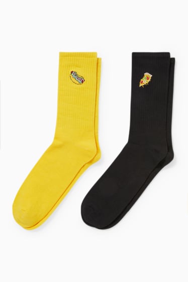Pánské - CLOCKHOUSE - multipack 2 ks - ponožky s motivem - fast food - černá