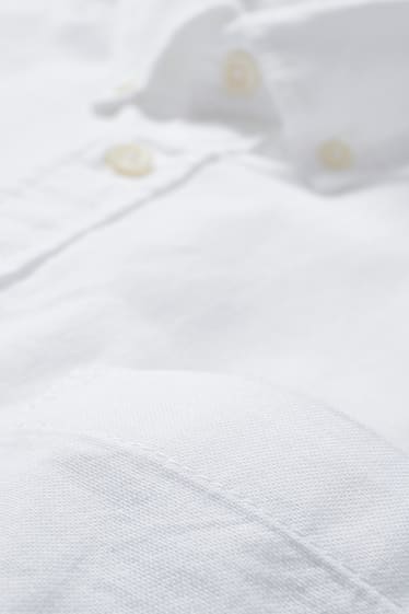 Hommes - Chemise Oxford - coupe droite - col button down - blanc