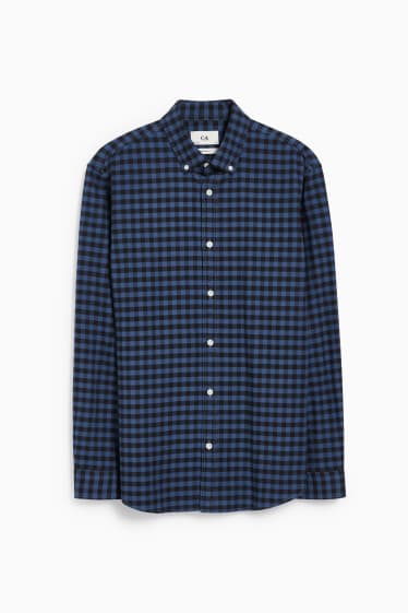 Men - Oxford shirt - regular fit - button-down collar - check - dark blue