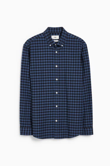 Heren - Overhemd Oxford - regular fit - button down - geruit - donkerblauw