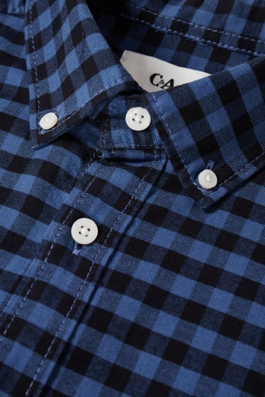 Hommes - Chemise Oxford - coupe droite - col button-down - à carreaux - bleu foncé