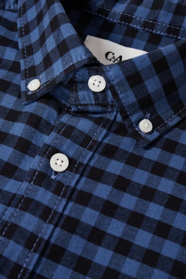 Uomo - Camicia Oxford - regular fit - button down - a quadretti - blu scuro