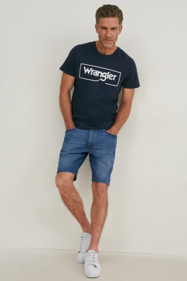 Men - Wrangler - denim shorts - denim-light blue